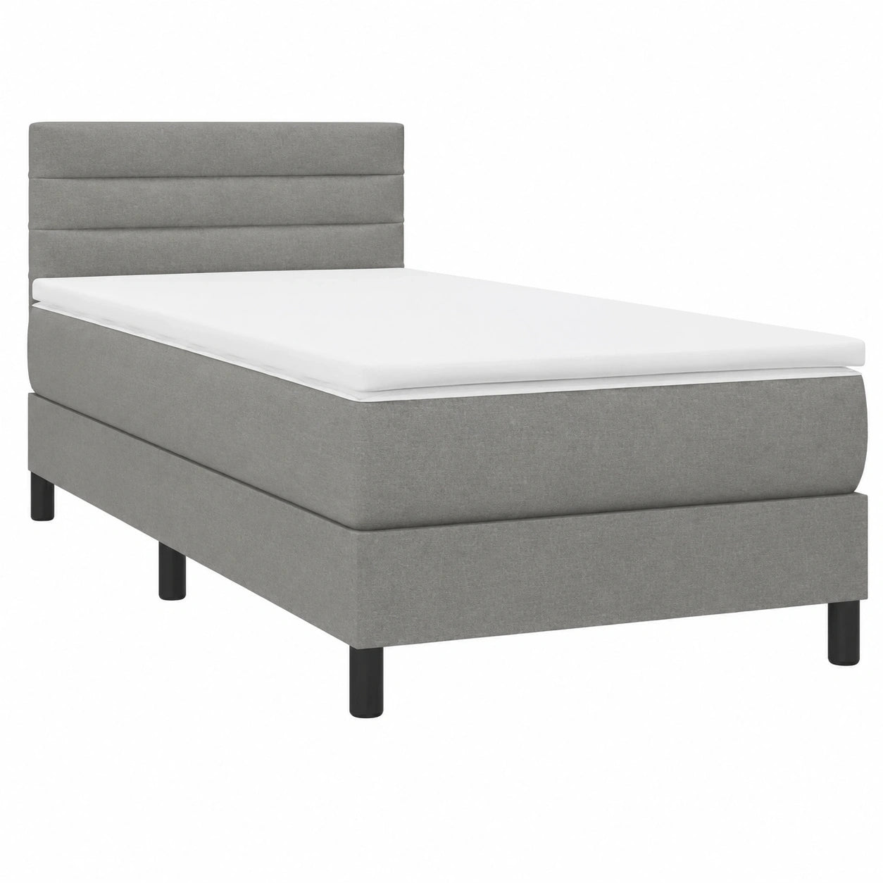 Hochwertiges Boxspringbett mit Matratze und Kopfteil, Dunkelgrau, 90x200 cm