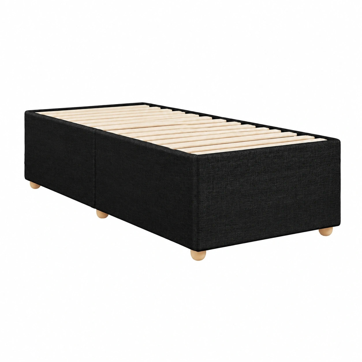 Schwarzes Polster-Einzelbett 90x200 cm mit Lattenrost