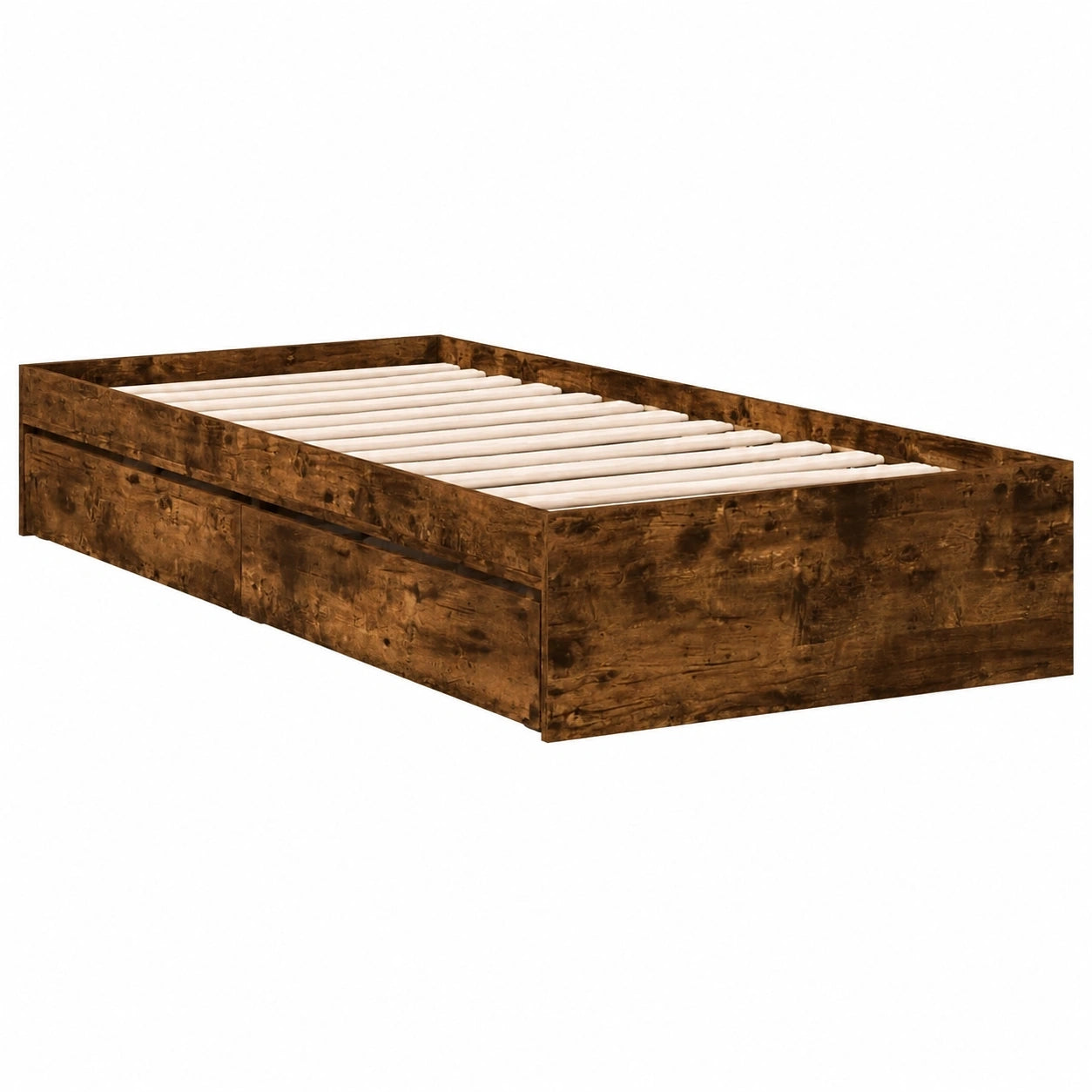Einzelbett mit Schubladen aus Holzwerkstoff in Räuchereiche 90x200cm