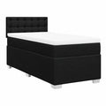 Schwarzes Boxspringbett 100x200 cm mit Kopfteil und Matratze, Stoff