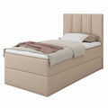 Boxspringbett mit Bettkasten, Bonellfederkern und Topper, Beige, 100x200 cm
