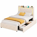 Modernes Polsterbett 90x200 cm mit LED und USB, zwei Schubladen und Stauraum