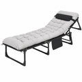 Stabiles Klappbett mit Matratze, 200 cm Campingbett für Erwachsene, 8 Beine, belastbares Gästebett, 600D Oxford, grau