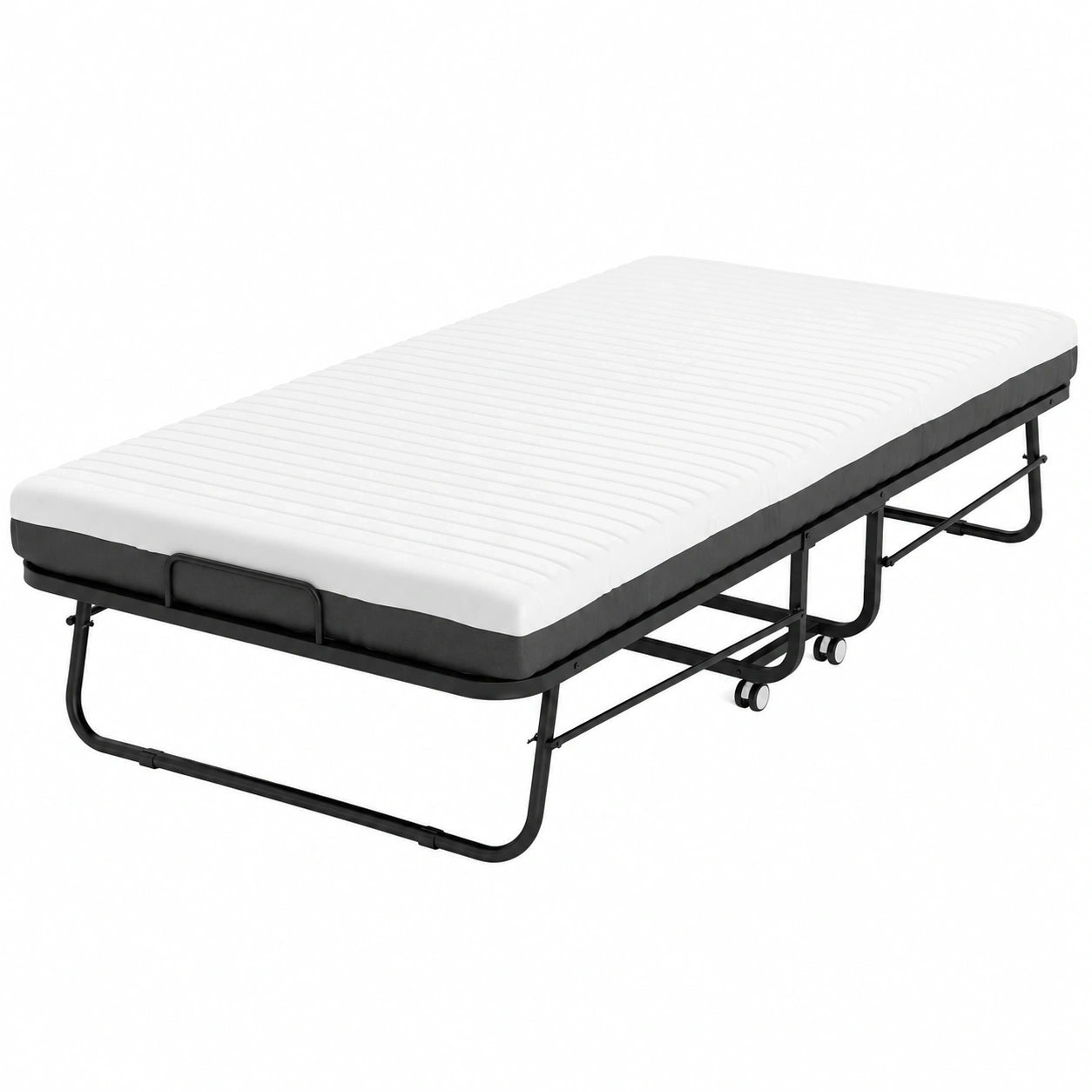 Faltbares Gästebett 80x190 cm mit 13 cm Memoryschaum-Matratze, Stabil bis 210 kg, Metallrahmen mit Rollen