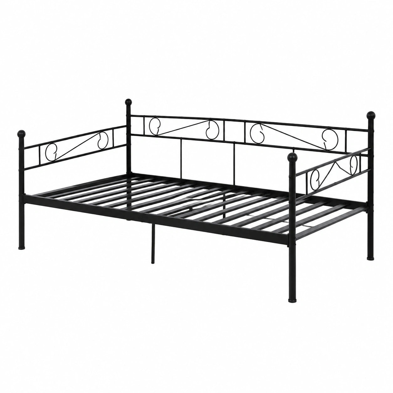 Metall-Einzelbett Schlafsofa für Gästezimmer 90x190 cm, Schwarz