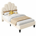 BRILVERDE Kinderbett 90x200 cm mit Verstellbarem Kopfteil, Jugendbett inklusive Lattenrost, Samt Prinzessin Bett für Mädchen, Beige