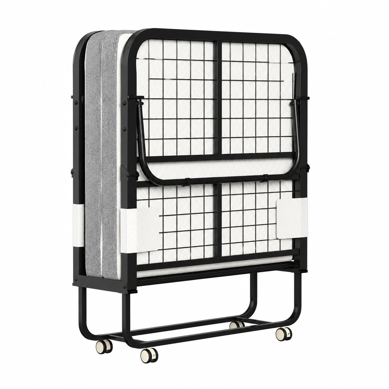 ISOSIL Klappbett 90x200cm mit 13cm Schaumstoffmatratze und Metallrahmen, klappbar, bis 200 kg belastbar, inklusive Rollen