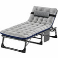 Klappbares Gästebett mit 200kg Tragkraft und Matratze, Verstellbare Rückenlehne, Kopfstütze und Seitentaschen, Ideal für Camping, Schlafzimmer, Büro und Garten