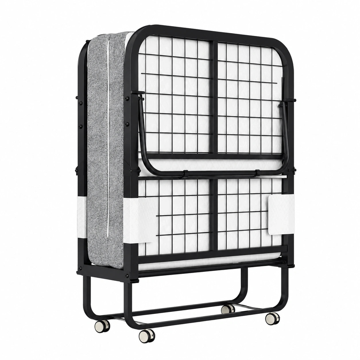 Faltbares Gästebett 90x200 cm mit 13 cm Matratze, 4 Rollen und Feststellern, bis 200 kg, ideal für Wohn- und Gästezimmer
