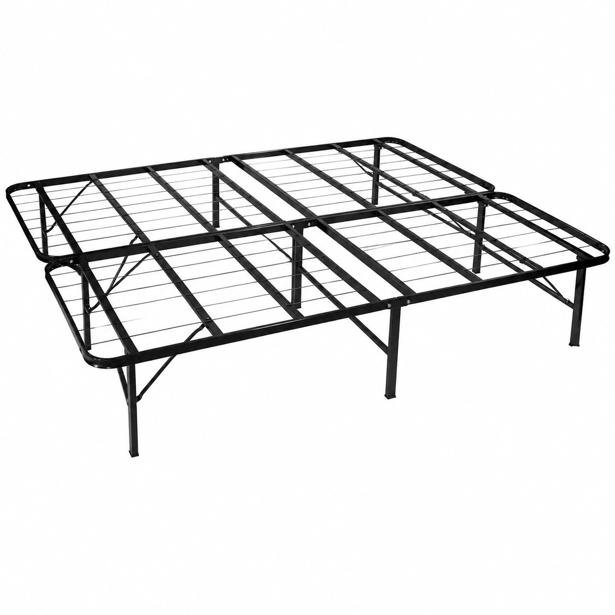 i-flair Klappbares Metallbett 160x200 cm - Platzsparendes und Robust Gästebett mit Stauraum