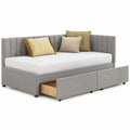 Jugendbett 90x200cm mit Stauraum und Lattenrost, Samtbezug in Grau