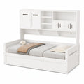 Soweiz Jugendbett 90x200 cm, multifunktionales Holzsofa mit Stauraum, hydraulischer Einzelbett-Rahmen, ohne Matratze, Weiß
