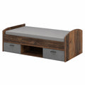 Jugendbett Winnie 90x200 cm mit 2 Schubladen, Holzoptik Vintage Dunkelgrau