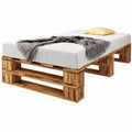 Massivholz Palettenbett 100x200 cm mit Lattenrost, Komfortable Höhe - Ideal für Senioren, Kinder und Gäste