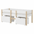 Merax Kinderbett 90x200 cm mit Schubladen und Absturzsicherung, Massivholz und Holzplatte, Einzelbett für Jungen und Mädchen, Weiß
