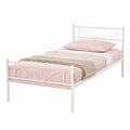 Yaheetech Einzelbett Metall, 90x190 cm, Gästebett für kleine Räume, Weiß