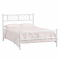 Metallbett 90x200 cm mit Kopfteil, minimalistisches Design, Lattenrost inklusive, ideal für Schlafzimmer und Gästezimmer, Höhe 32cm, Weiß