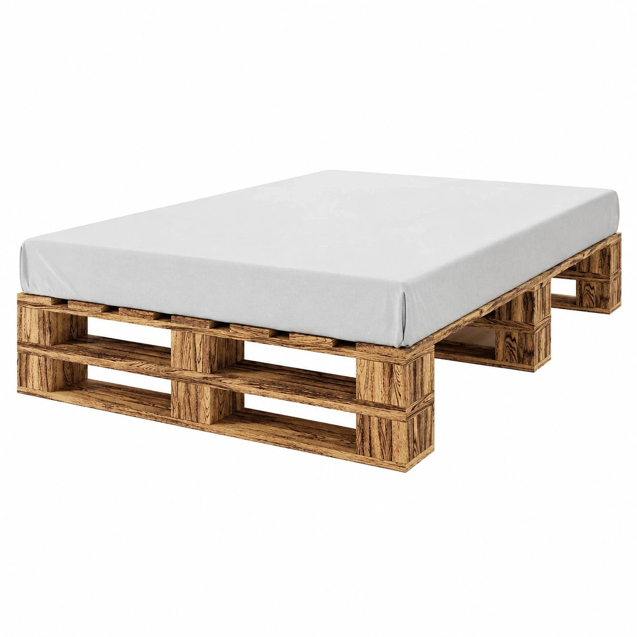 Robustes Holzpalettenbett 160x200 cm mit Lattenrost, ideal für Senioren und Jugendliche